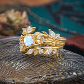 Romantic Nature-inspired 6-Prong Round Cut Natural Moonstone Stacking Ring